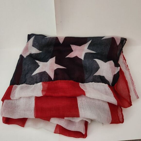 American Flag Infinity Scarf Long & Sheer Old Vintage Look red/white/blue - Picture 7 of 8